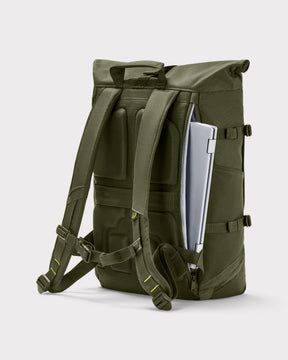 Olivegrüner Rolltop Rucksack 'Allen Large Move' mit gepolstertem Rücken und seitlichem Laptopfach