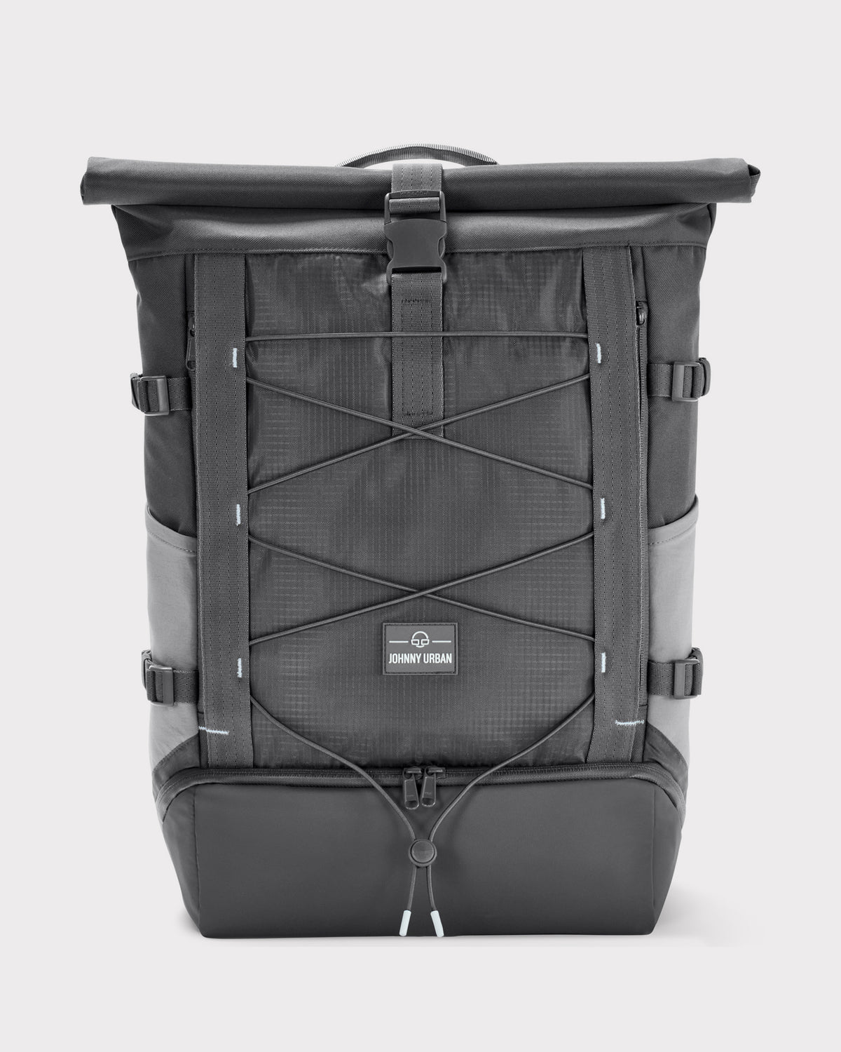 Grauer Rolltop Rucksack 'Allen Large Move' von Johnny Urban mit Kordelzug vorne und Verstellriemen