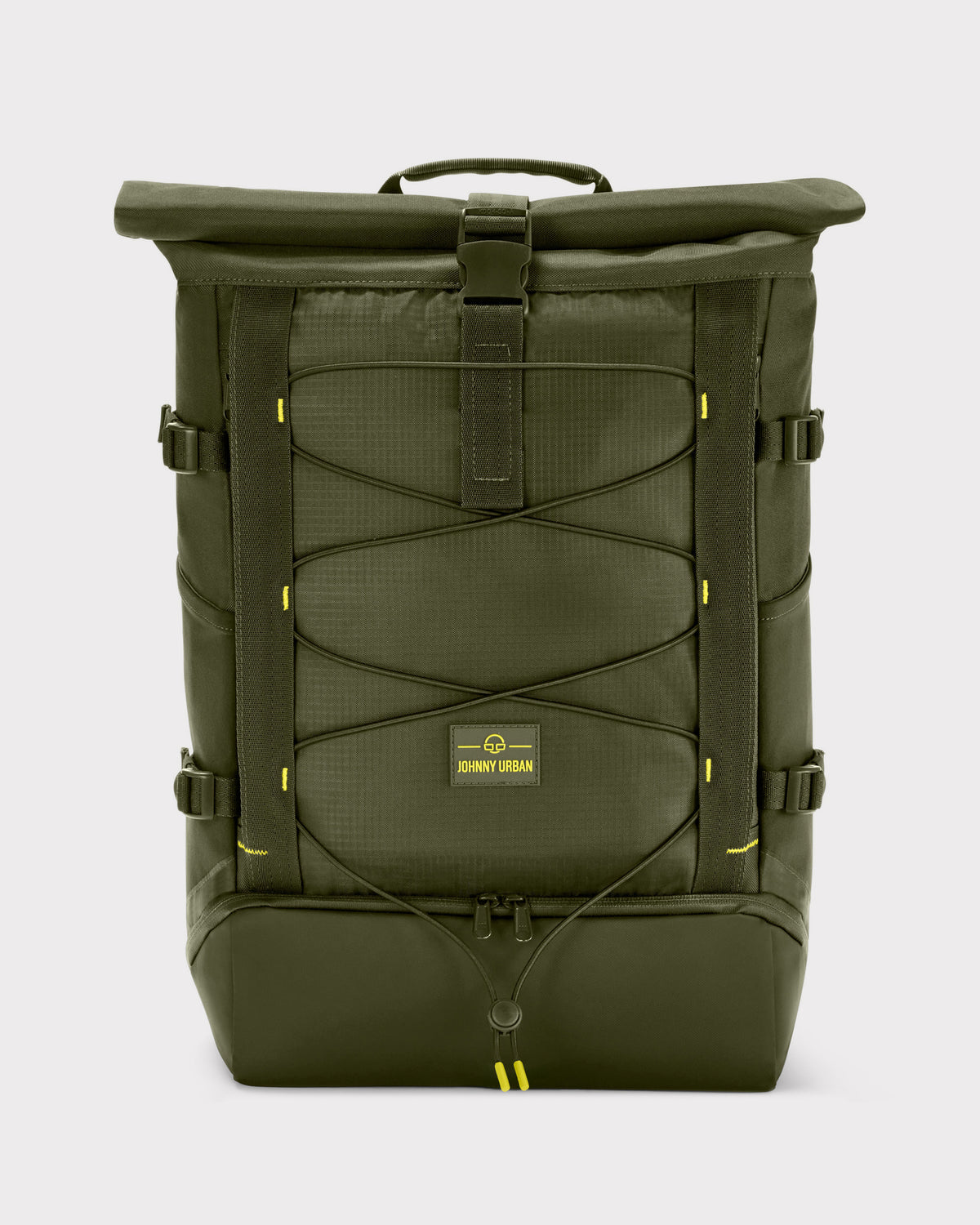 Olivefarbener Rolltop Rucksack 'Allen Large Move' von Johnny Urban mit Kordelzug und Schnalle vorne