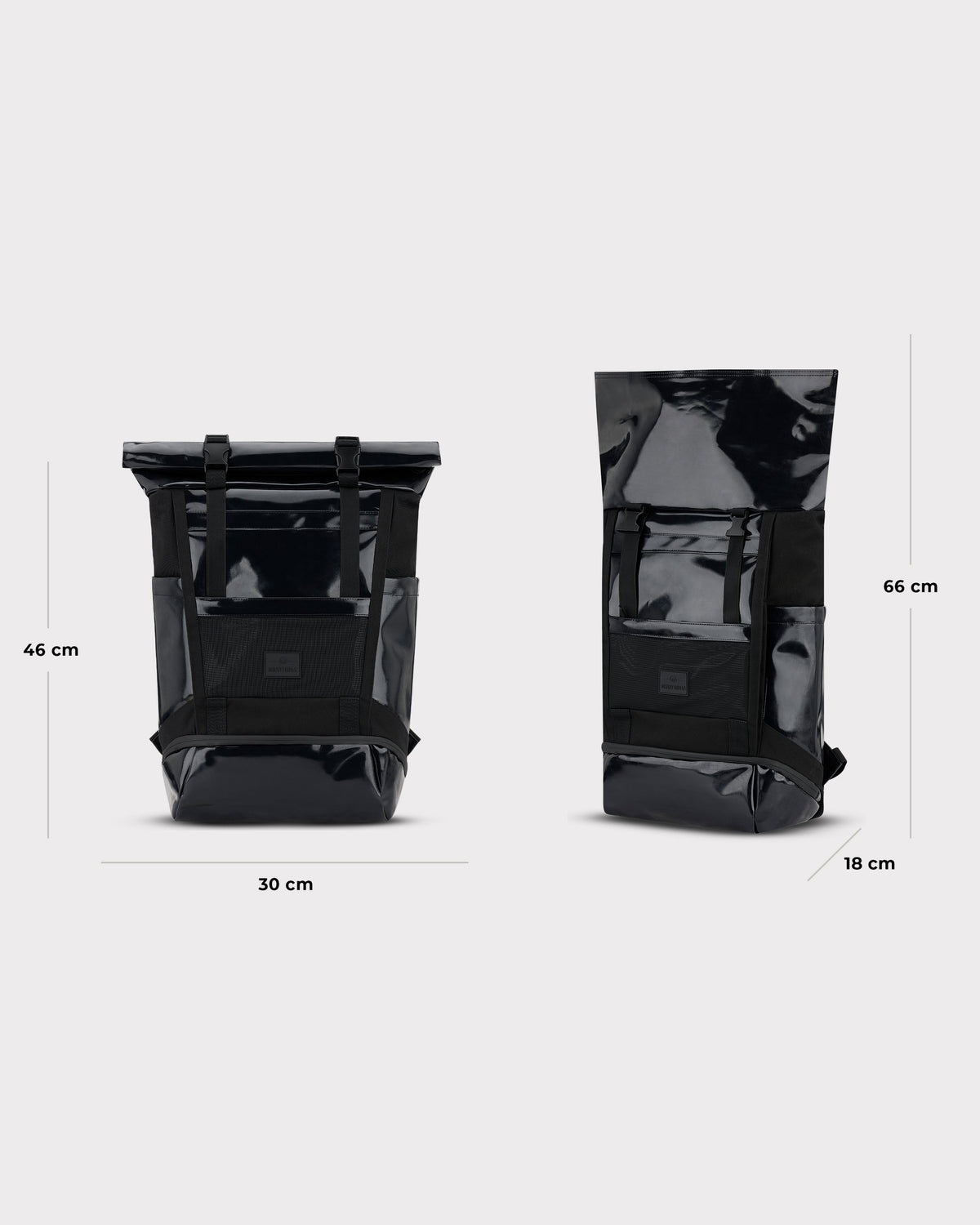 Johnny Urban Rolltop Rucksack 'Ashton' in schwarz, Abmessungen 30x46x18 cm geschlossen, 30x66x18 cm geöffnet