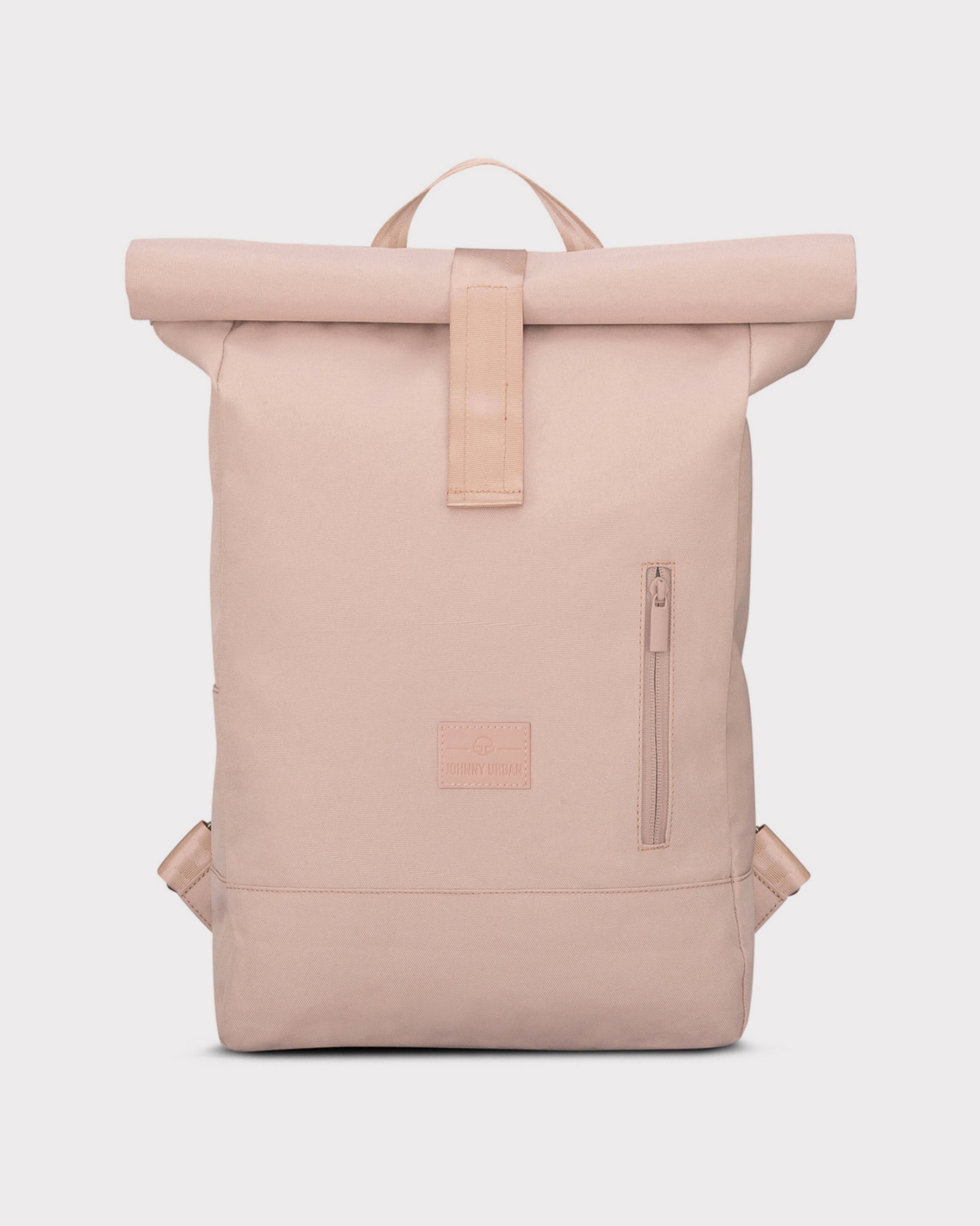 Rolltop Rucksack Robin Medium in Rosa mit Frontreißverschluss und Trageschlaufe