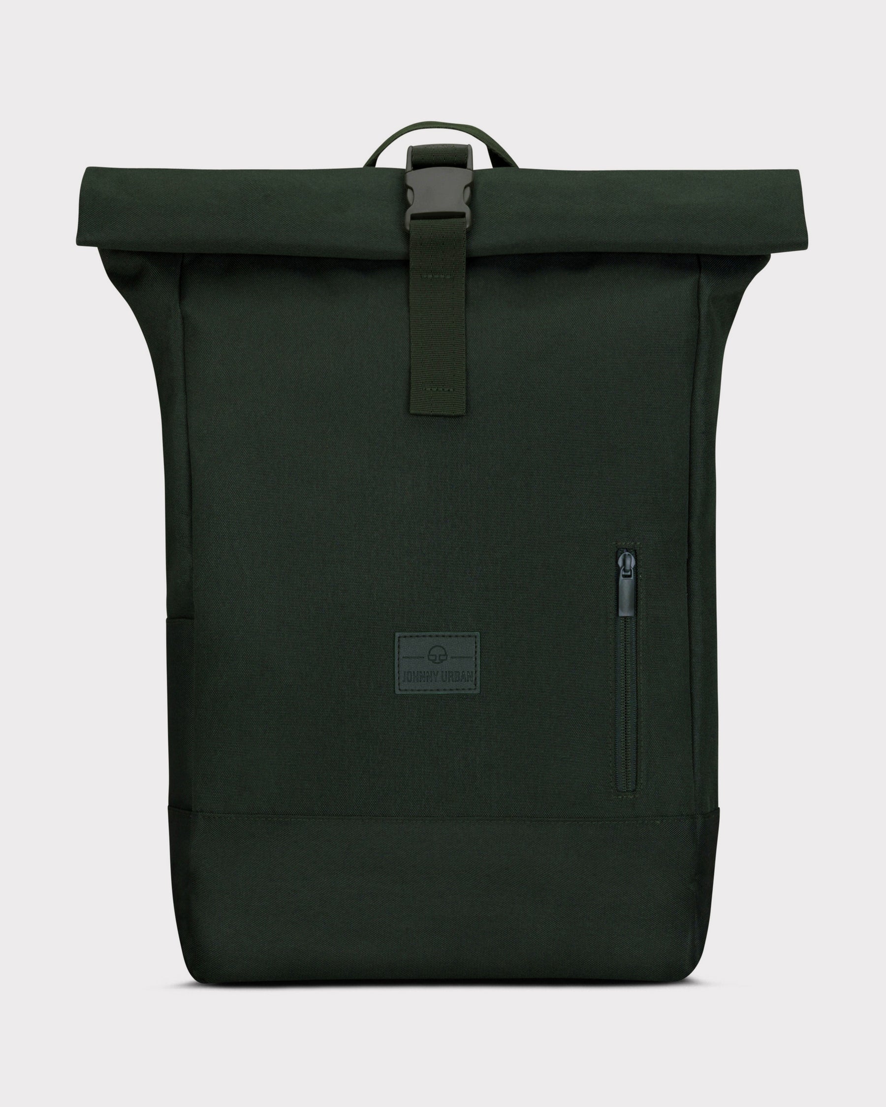 Grüner Rolltop-Rucksack 'Robin Large' von Johnny Urban mit Frontreißverschluss und Tragegriff