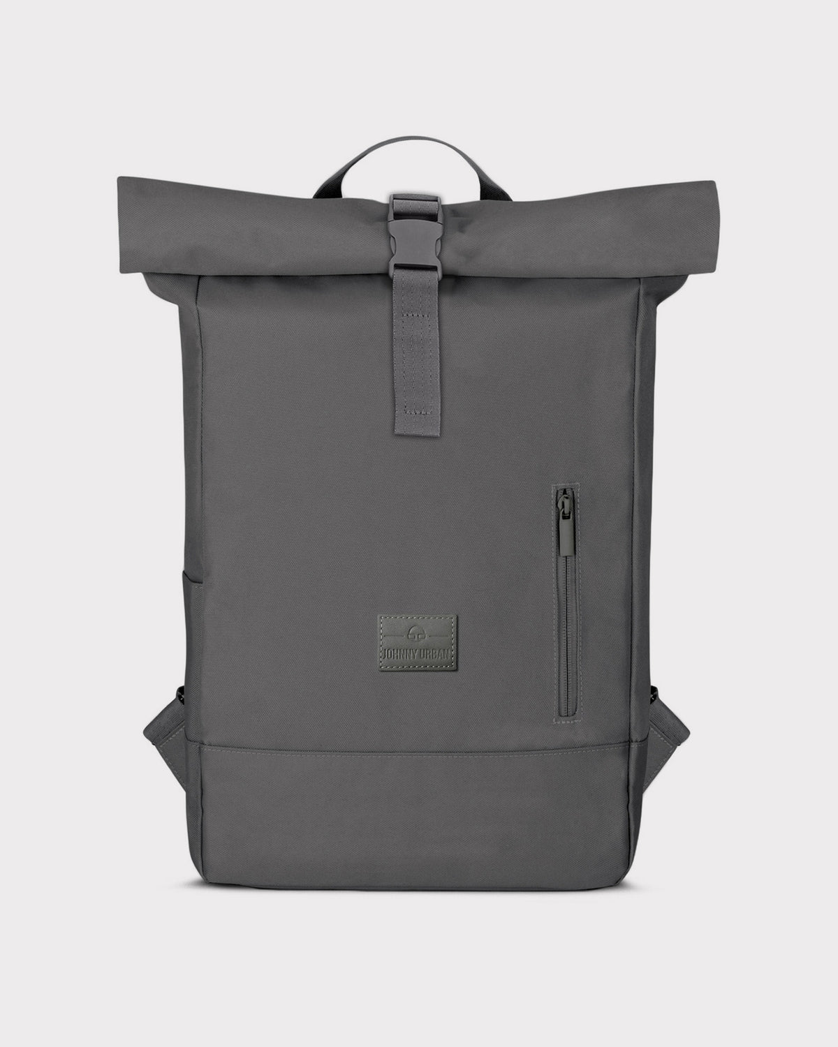 Dunkelgrauer Rolltop Rucksack 'Robin Medium' von Johnny Urban mit Reißverschlusstasche vorne