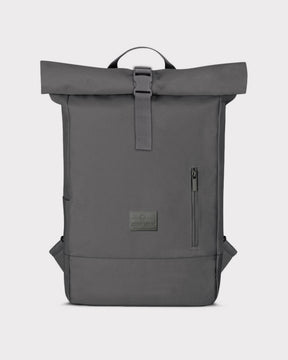 Dunkelgrauer Rolltop Rucksack 'Robin Medium' von Johnny Urban mit Reißverschlusstasche vorne