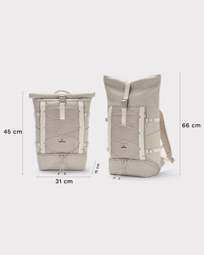 Sandfarbener Johnny Urban Rolltop Rucksack 'Allen Large Move' mit Maßen 45x31x15 cm oder 66x31x15 cm