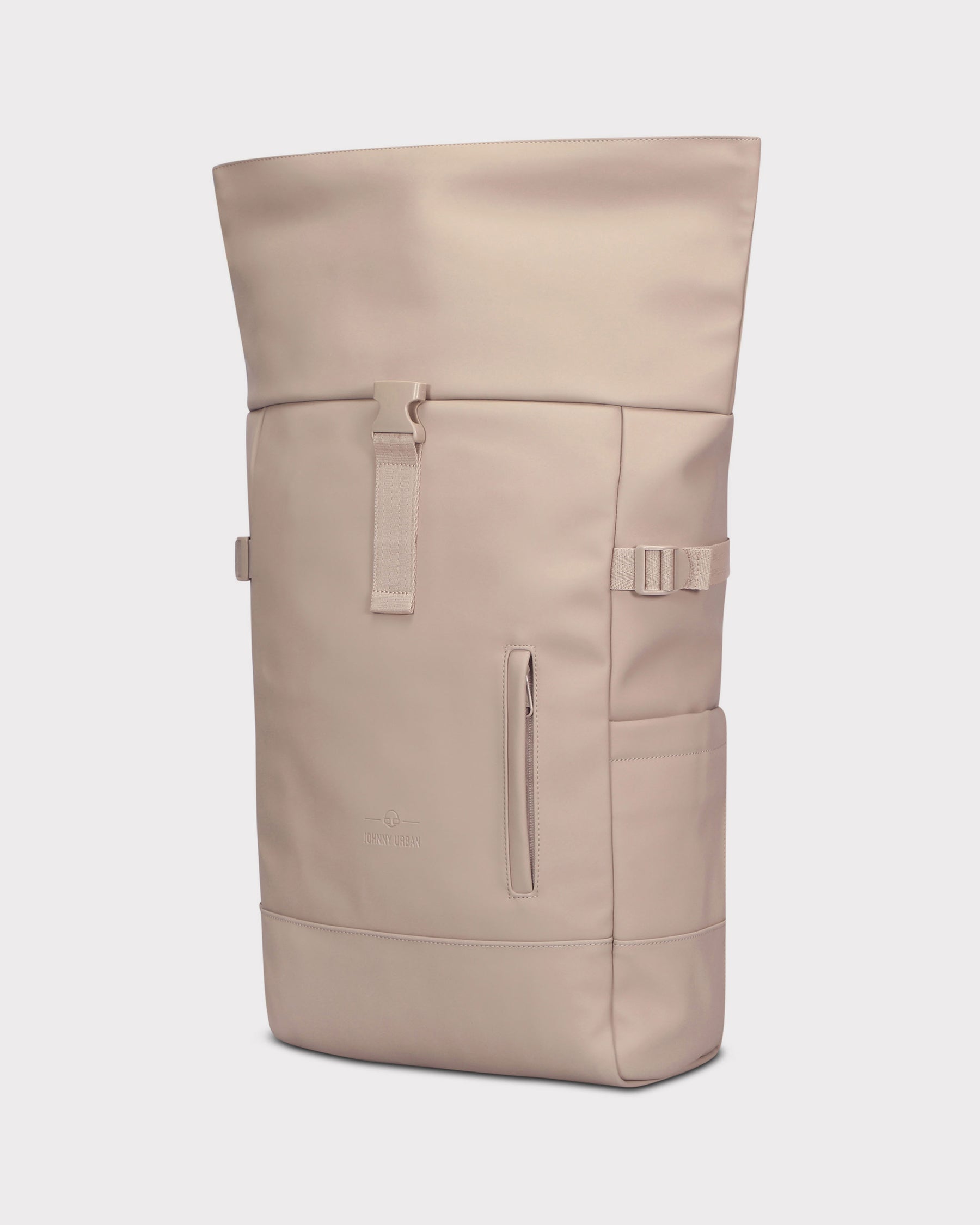 Beiger Rolltop Rucksack 'Harvey Large' von Johnny Urban mit Frontreißverschluss und seitlichen Verschlüssen
