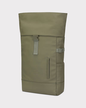 Johnny Urban Rolltop Rucksack 'Harvey Large' in mattem Olivgrün mit Frontfach und Seitentasche