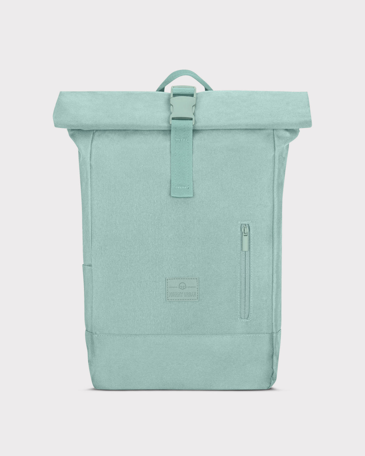Mintfarbener Rolltop-Rucksack 'Robin Medium' von Johnny Urban mit Frontreißverschluss und Tragegriff