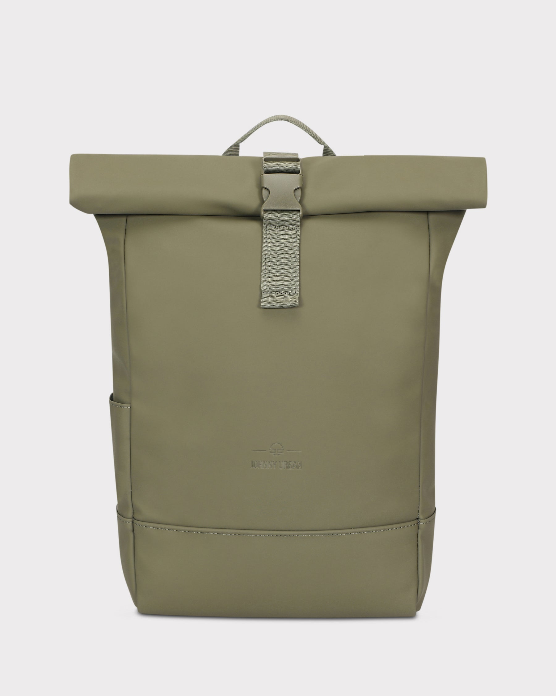 Rolltop Rucksack Harvey Medium in mattem Olivgrün aus PU mit Schnallenverschluss