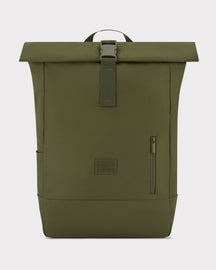 Olivgrüner Rolltop Rucksack 'Robin Large' von Johnny Urban mit Frontreißverschluss und Verschlussclip