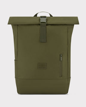 Olivgrüner Rolltop Rucksack 'Robin Large' von Johnny Urban mit Frontreißverschluss und Verschlussclip