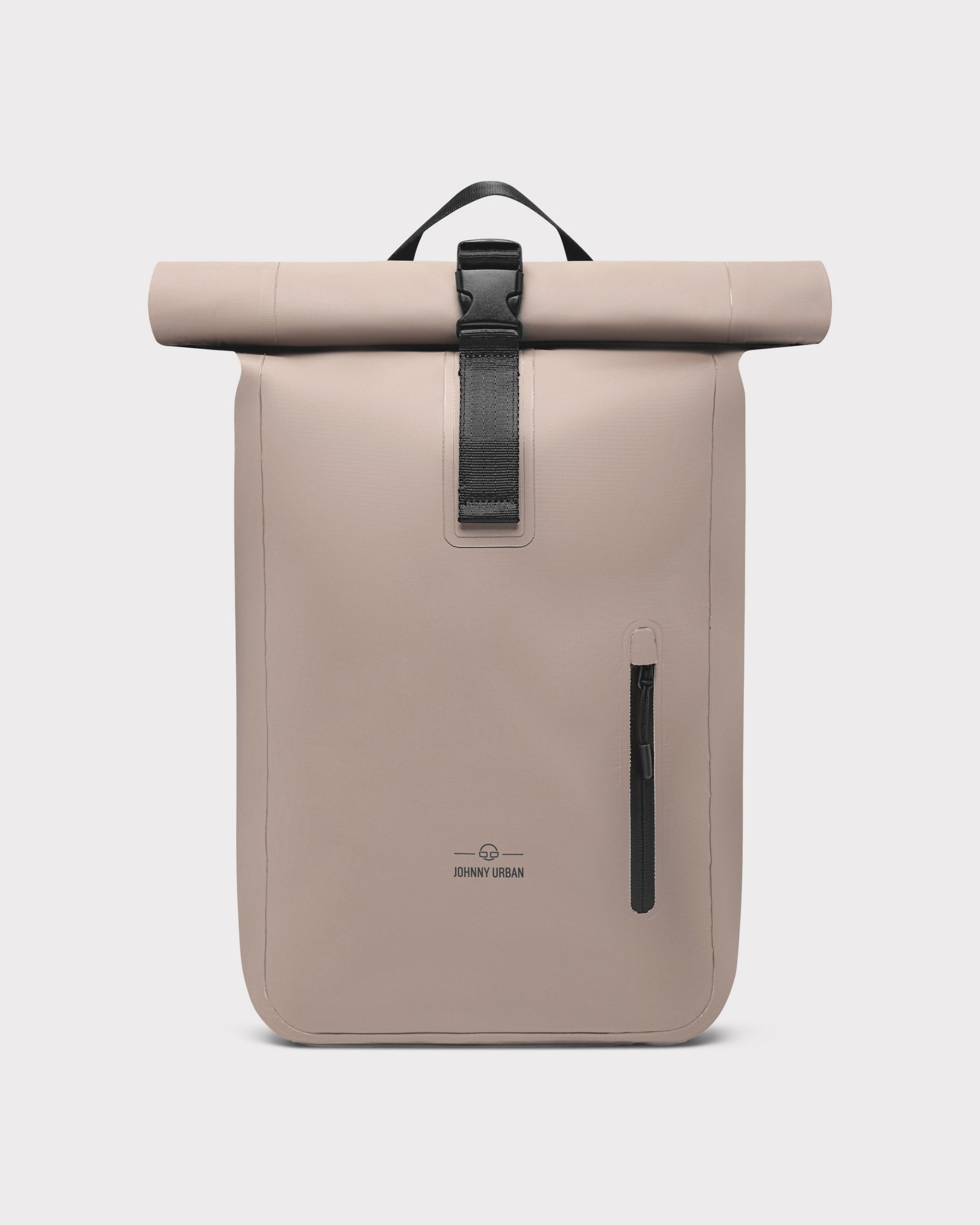 Rolltop Rucksack 'Conor' von Johnny Urban, beige, mit schwarzem Verschluss und seitlichem Reißverschluss