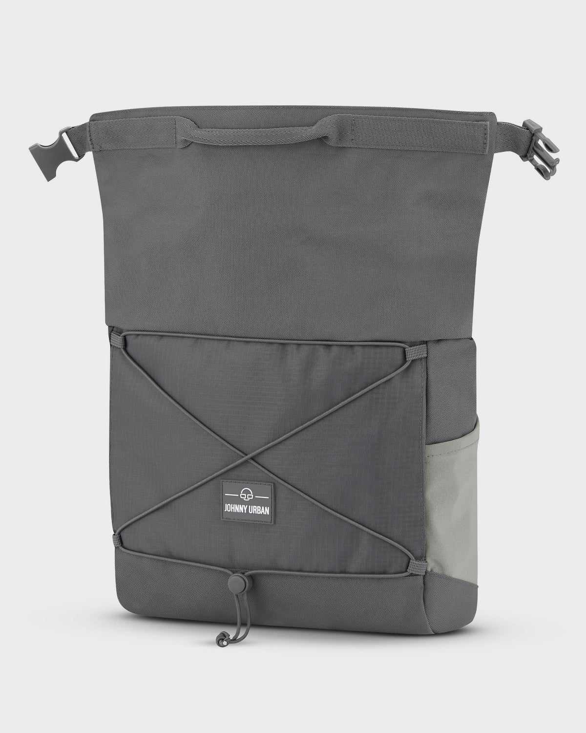 Dunkelgraue Johnny Urban Umhängetasche 'Dylan' mit Rolltop, elastischem Kordelnetz und seitlicher Tasche