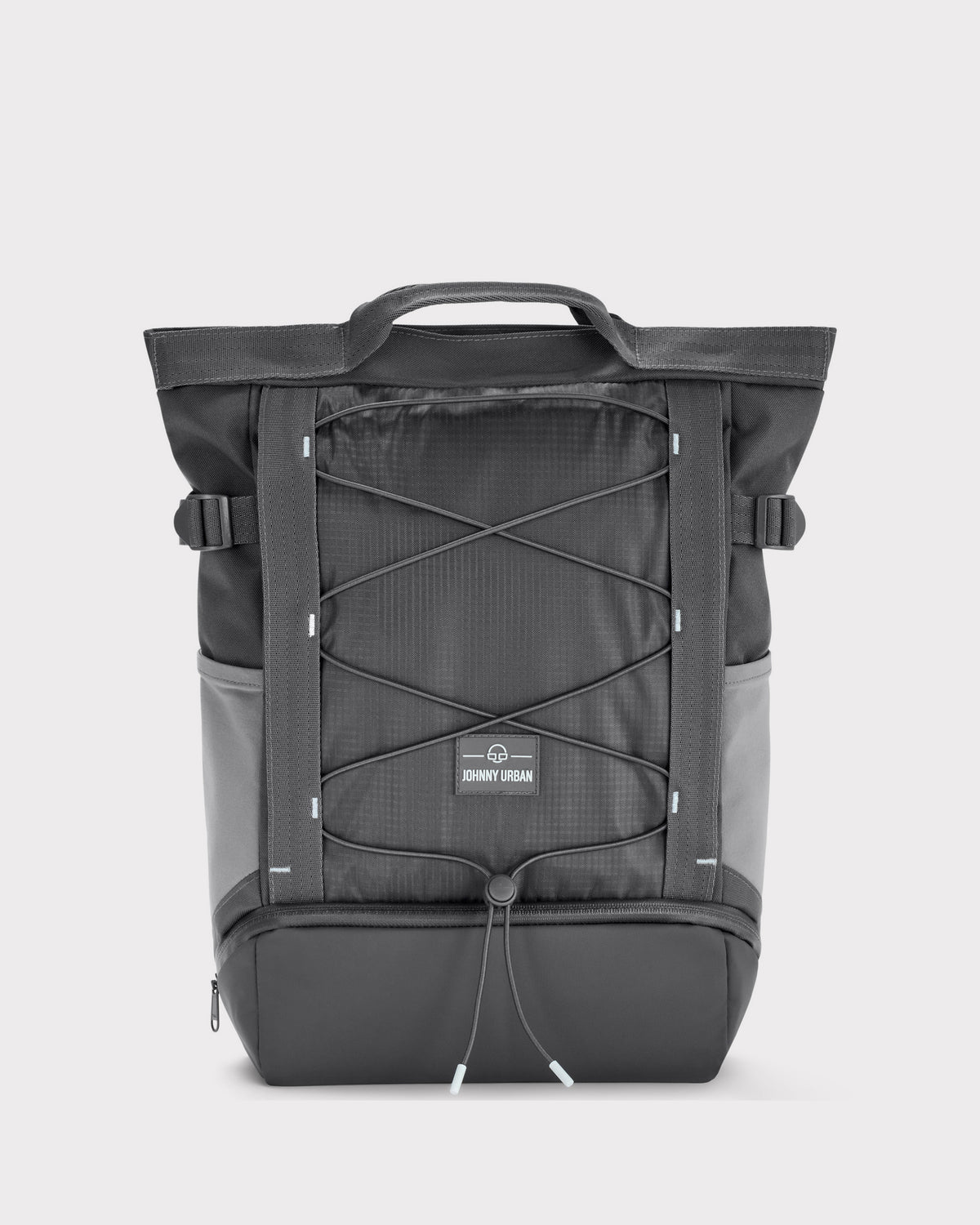Grauer Rucksack 'Harper' von Johnny Urban mit Kordelzug vorne und seitlichen Taschen