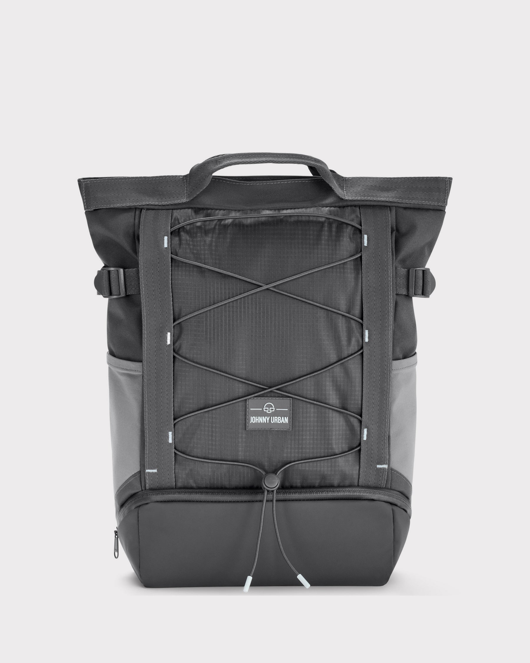 Grauer Rucksack 'Harper' von Johnny Urban mit Kordelzug vorne und seitlichen Taschen