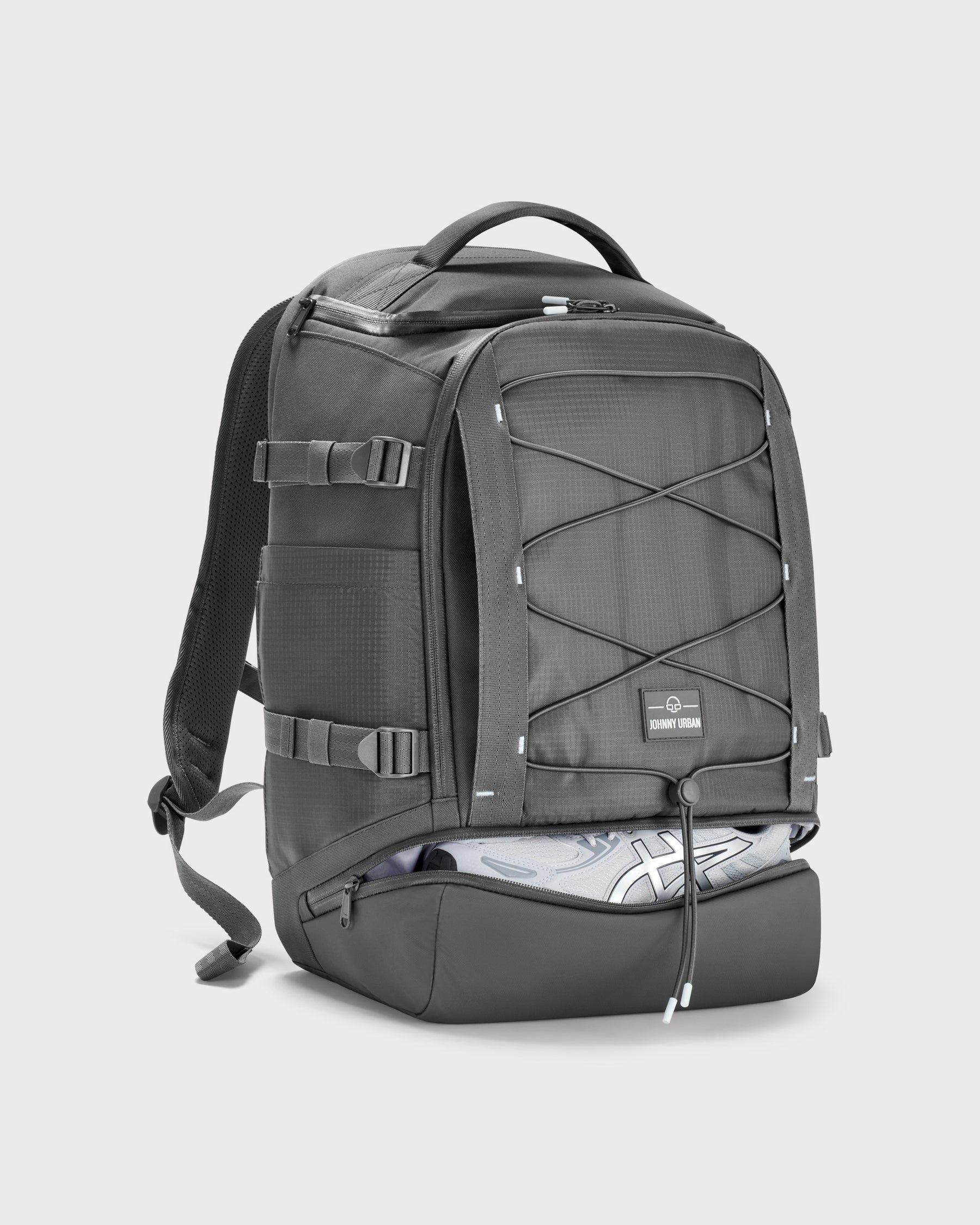 Grauer Rucksack "Jack" von Johnny Urban mit Schuhfach und elastischem Frontband