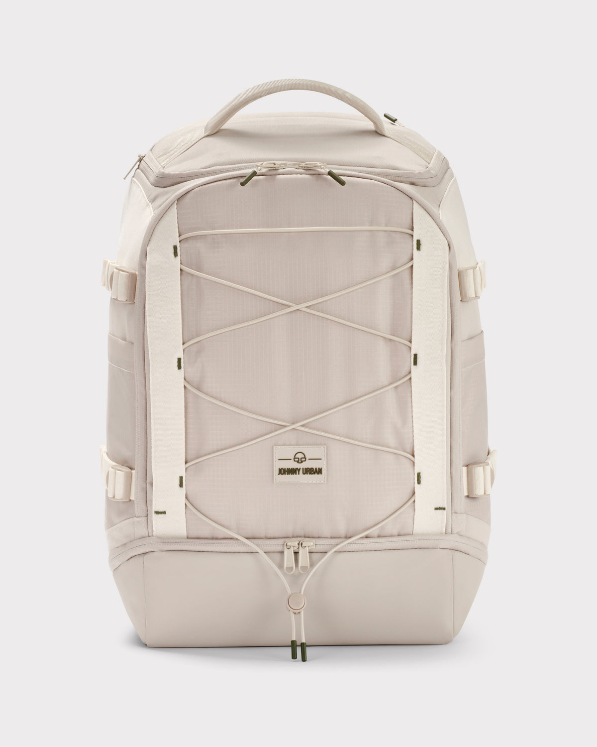 Beiger Rucksack 'Jack' von Johnny Urban mit Frontkordel und mehreren Reißverschlüssen