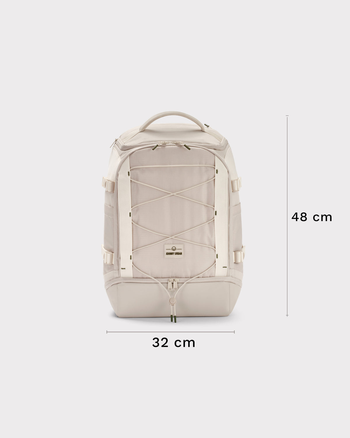 Beiger Rucksack 'Jack' von Johnny Urban mit Frontzugband und zwei seitlichen Schnallen, 48 x 32 cm