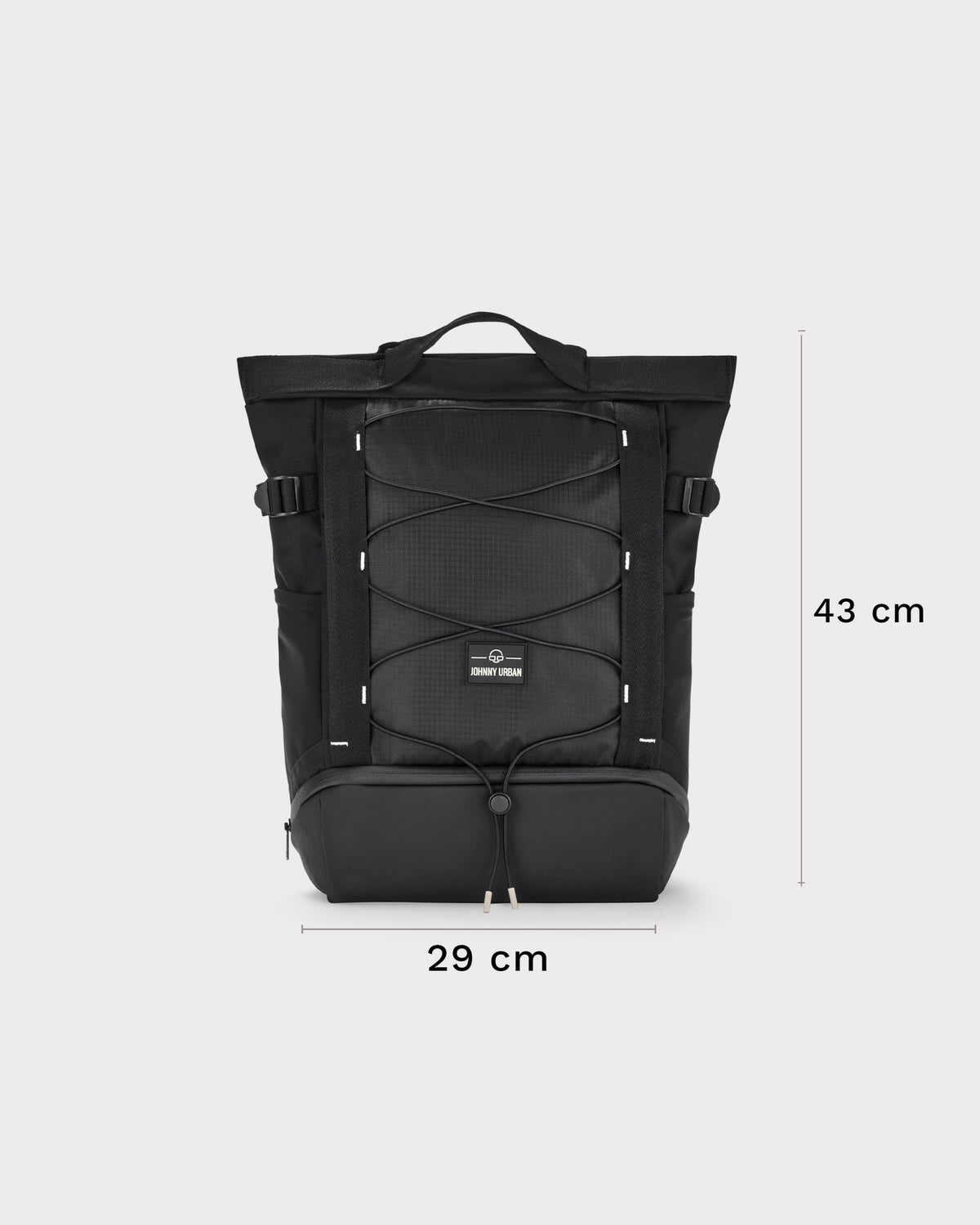 Schwarzer Damenrucksack 'Harper' von Johnny Urban mit Zugband und Frontfach, Maße 43x29 cm