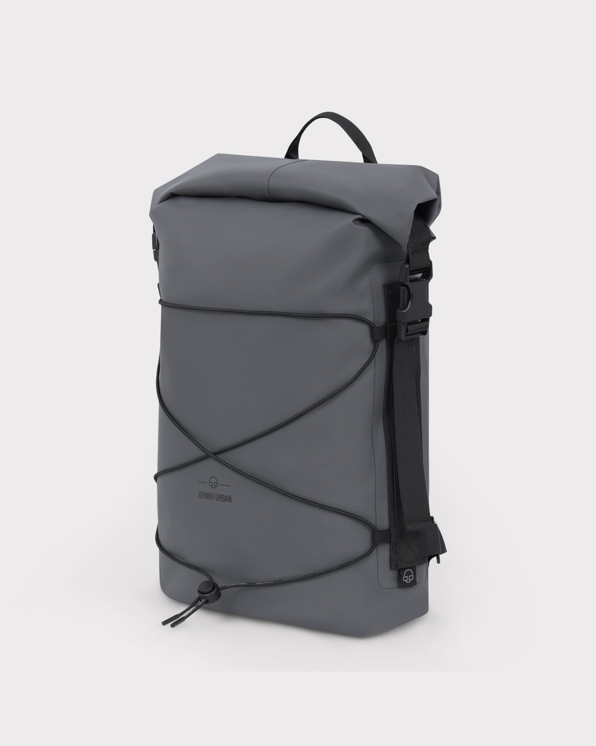 Johnny Urban Rolltop Rucksack ‚Myles‘ in Grau mit wasserdichtem Material und elastischem Außenband