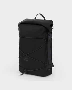 Schwarzer wasserdichter Rolltop-Rucksack 'Myles' mit elastischem Kordelzug und Tragegriff