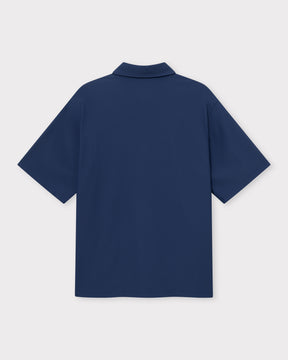 Navyblaues Herrenhemd aus der Set 'Mason' Kollektion, Kurzarm, Rückansicht