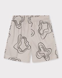 Sandfarbene Herren-Shorts aus der Spencer Kollektion mit schwarzem, abstraktem Linienmuster