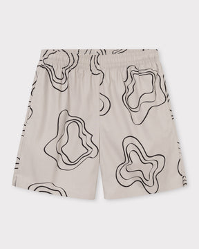 Sandfarbene Herren-Shorts aus der Spencer Kollektion mit schwarzem, abstraktem Linienmuster