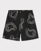 Schwarze Herrenshorts 'Spencer' mit elastischem Bund und weißem abstraktem Linienmuster