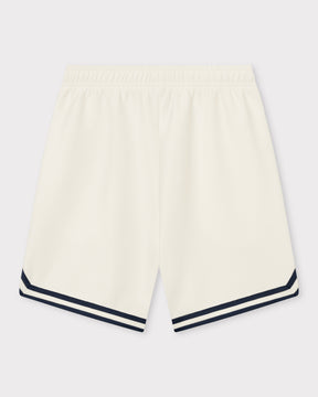 Cremefarbene Shorts 'Parker' mit elastischem Bund und schwarzen Streifen am Saum