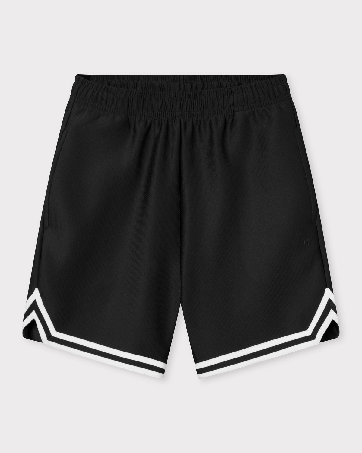 Schwarze Herren-Shorts aus der 'Parker' Kollektion mit weißem Streifendetail am Saum