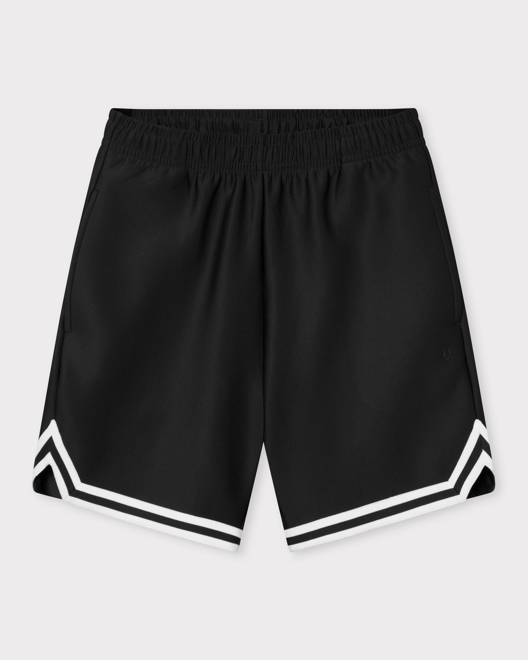 Schwarze Herren-Shorts aus der 'Parker' Kollektion mit weißem Streifendetail am Saum