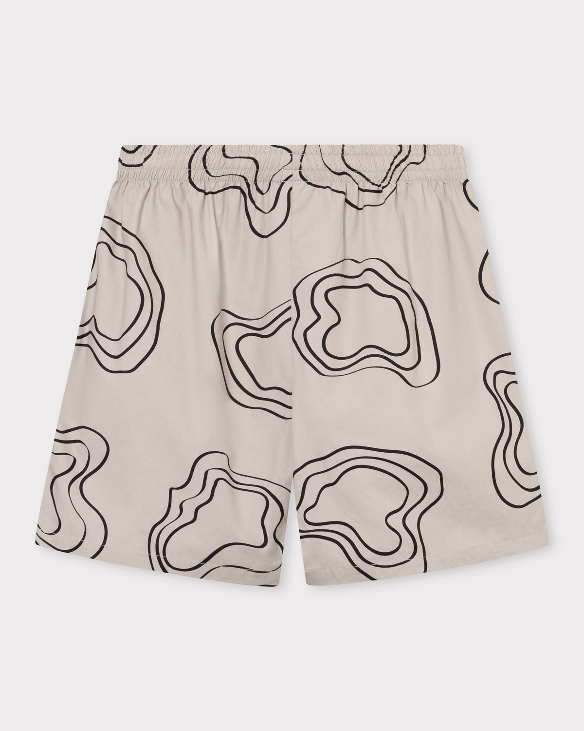 Herren-Shorts 'Spencer' in Sandfarbe mit schwarzem Linienmuster und elastischem Bund