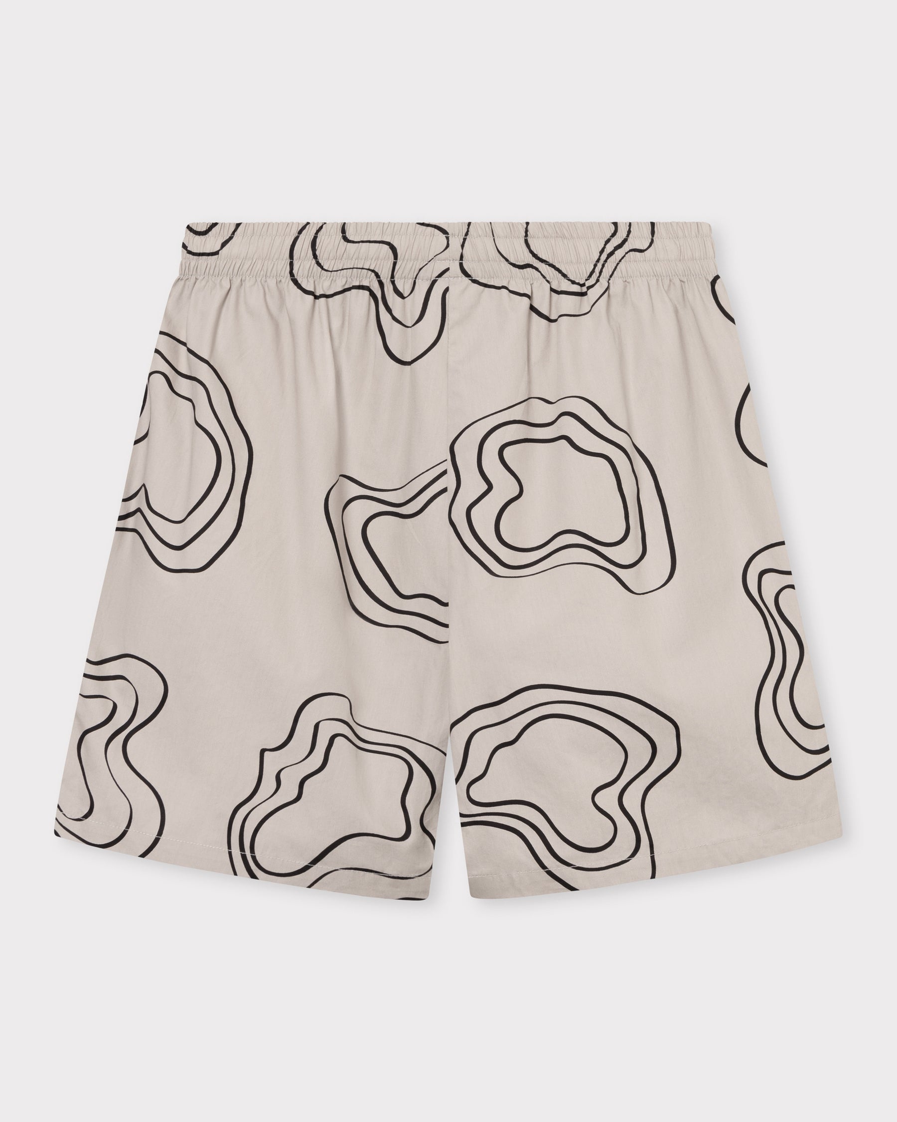 Herren-Shorts 'Spencer' in Sandfarbe mit schwarzem Linienmuster und elastischem Bund