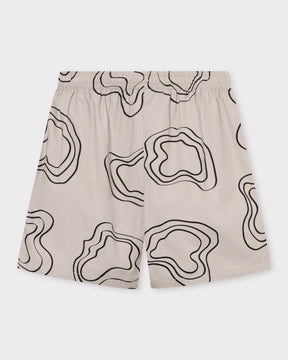 Herren-Shorts 'Spencer' in Sandfarbe mit schwarzem Linienmuster und elastischem Bund