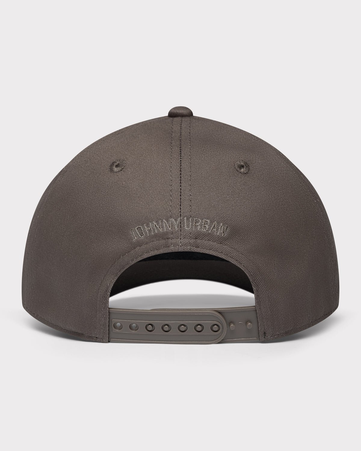 Rückansicht der olivgrauen Snapback Cap 'Jason' mit verstellbarem Verschluss und eingesticktem 'Johnny Urban' Schriftzug
