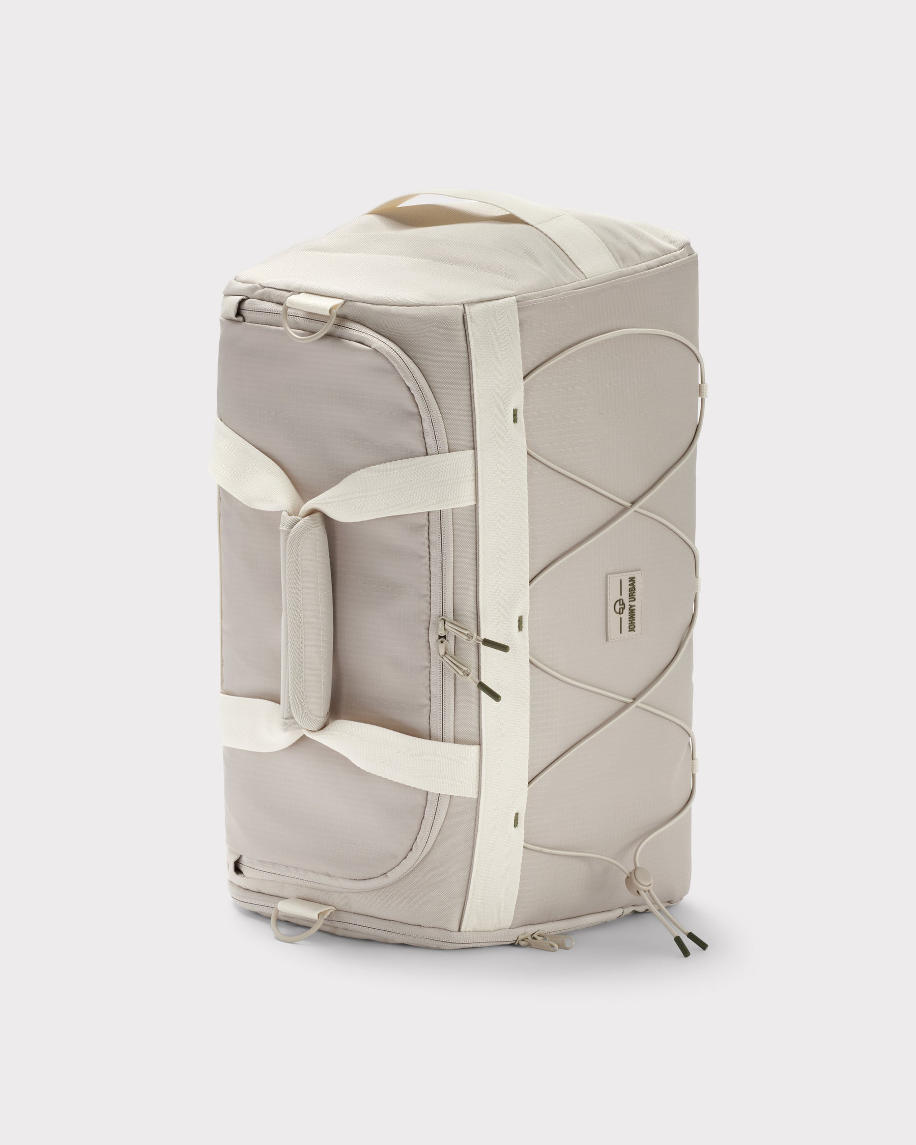 Beige Duffle Bag 'Shawn Medium' von Johnny Urban mit Tragegriffen, Reißverschlüssen und elastischem Kordelnetz