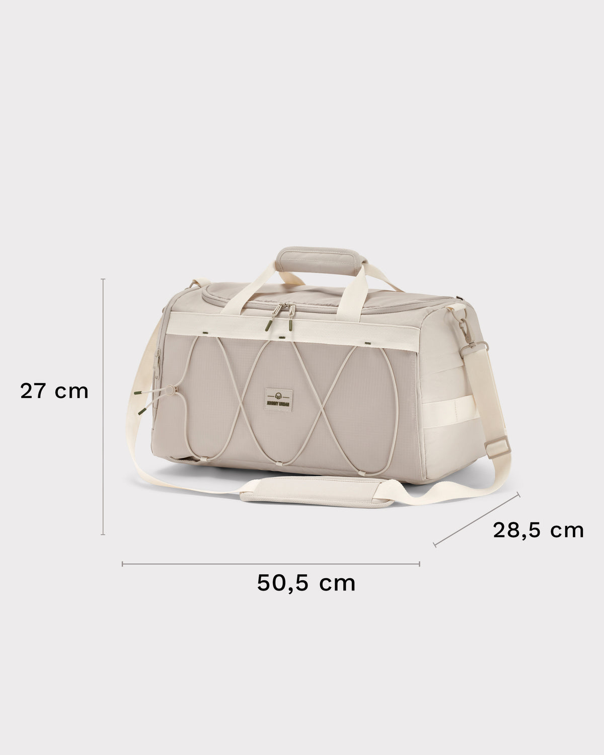 Beige Duffle Bag 'Shawn Medium' mit Maßen 50,5 cm x 27 cm x 28,5 cm und verstellbarem Schultergurt