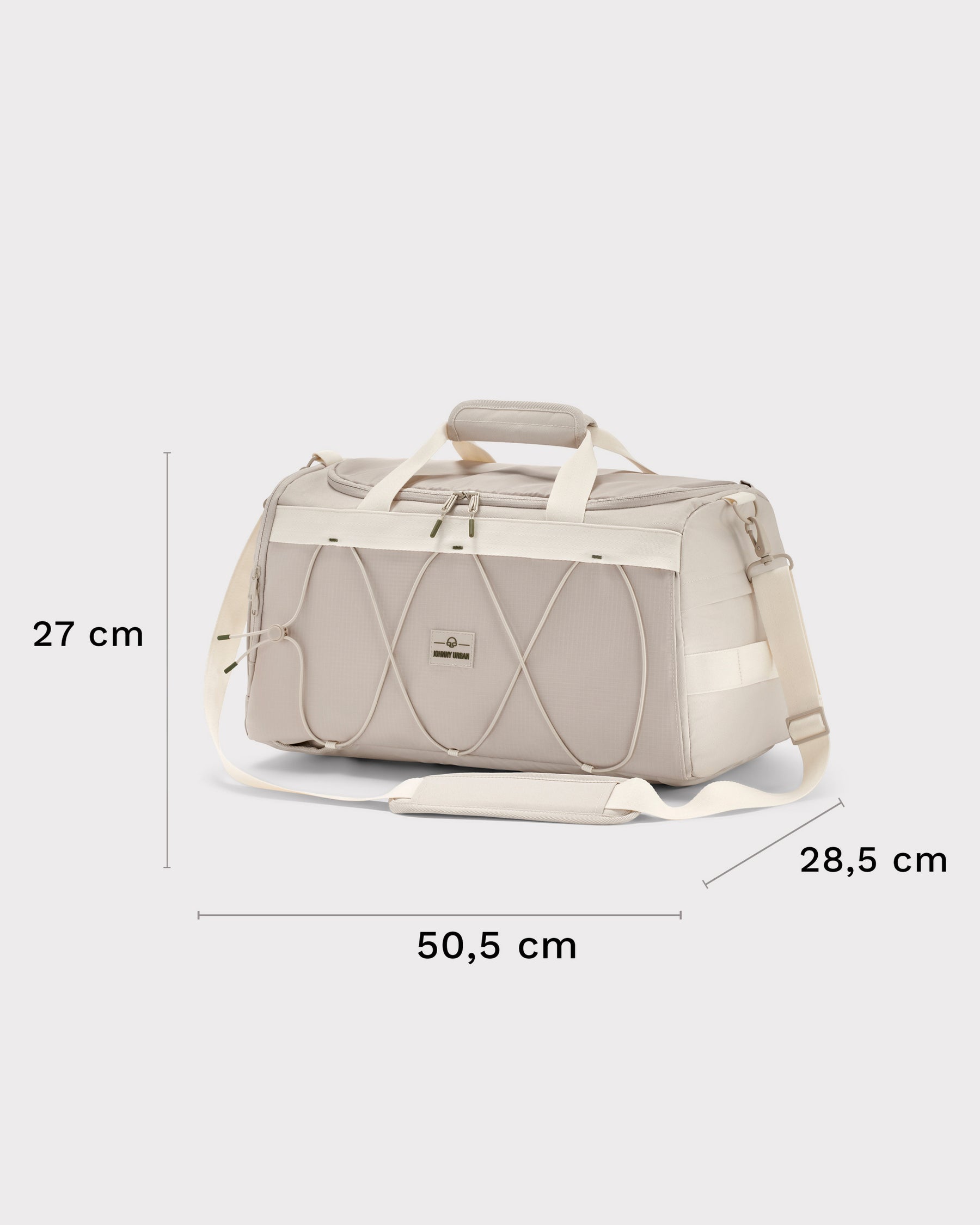 Beige Duffle Bag 'Shawn Medium' mit Maßen 50,5 cm x 27 cm x 28,5 cm und verstellbarem Schultergurt