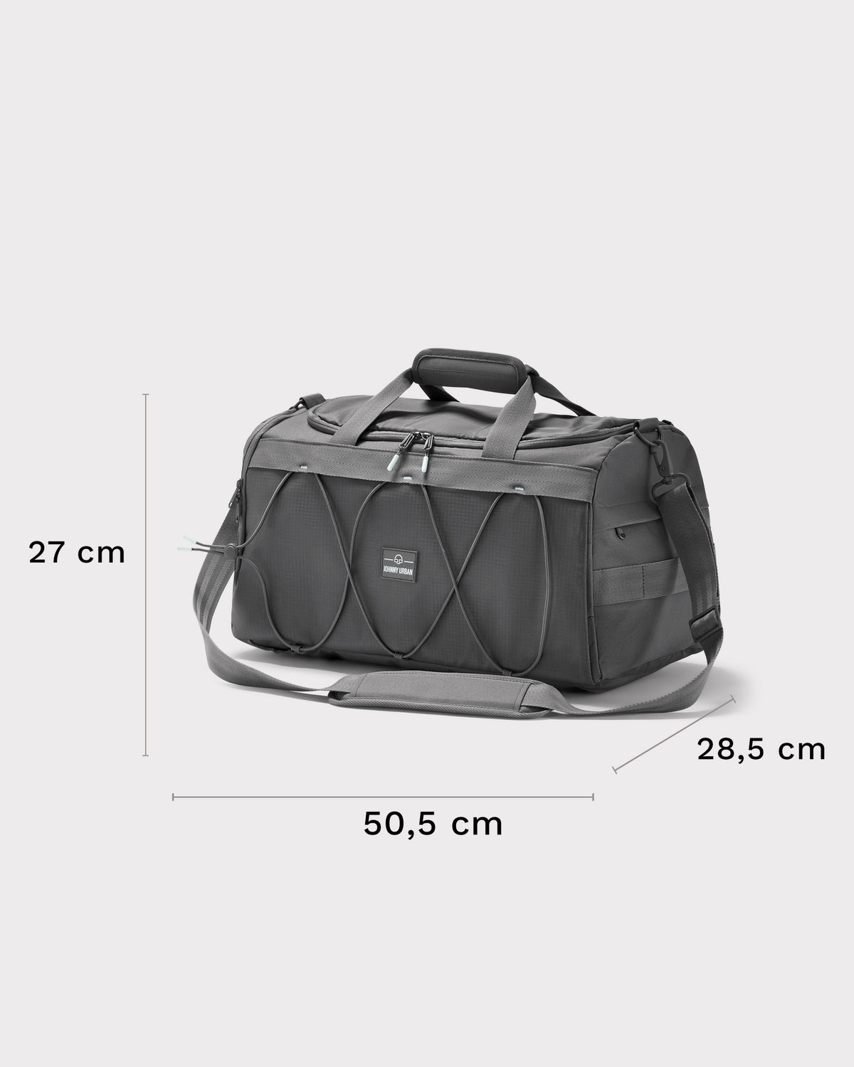 Graue Duffle Bag 'Shawn Medium' von Johnny Urban mit Maßen 50,5 x 27 x 28,5 cm und verstellbarem Schultergurt