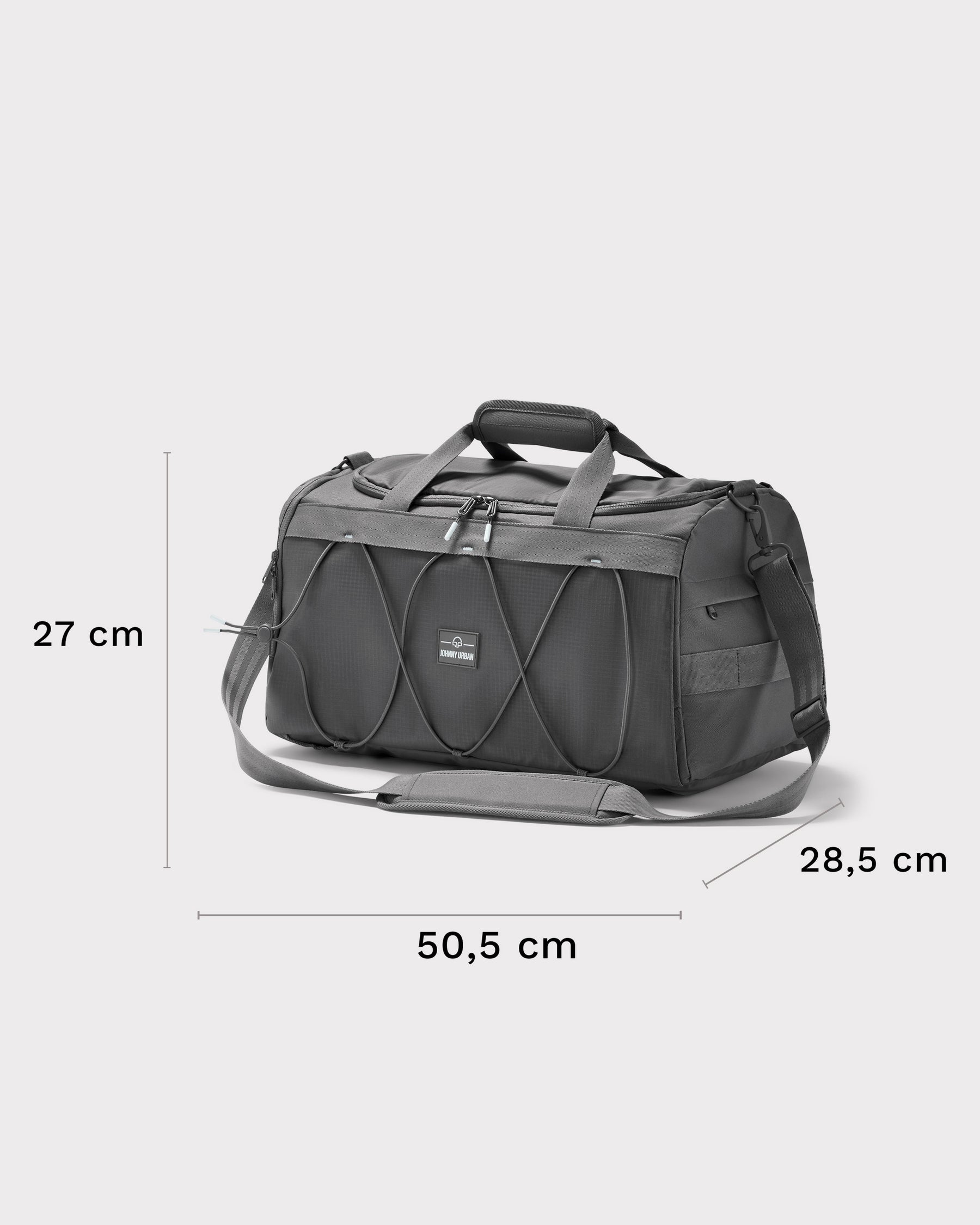 Graue Duffle Bag 'Shawn Medium' von Johnny Urban mit Maßen 50,5 x 27 x 28,5 cm und verstellbarem Schultergurt