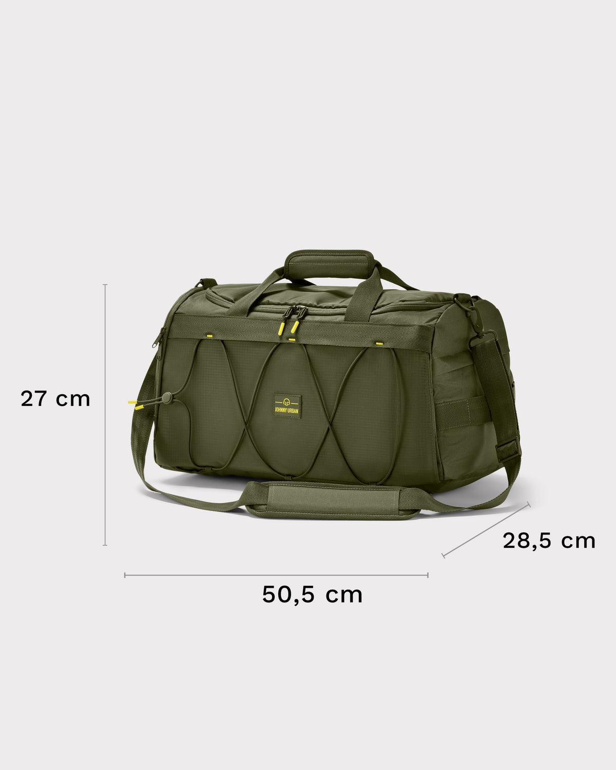 Johnny Urban Duffle Bag 'Shawn Medium' in olivgrün mit Maßen 50,5x27x28,5 cm und verstellbarem Schulterriemen