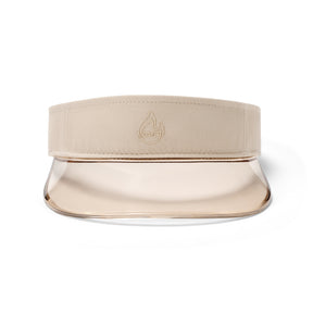 Sandfarbener Sun Visor 'Joy' mit transparentem UV-Schutz-Schild und gesticktem Logo