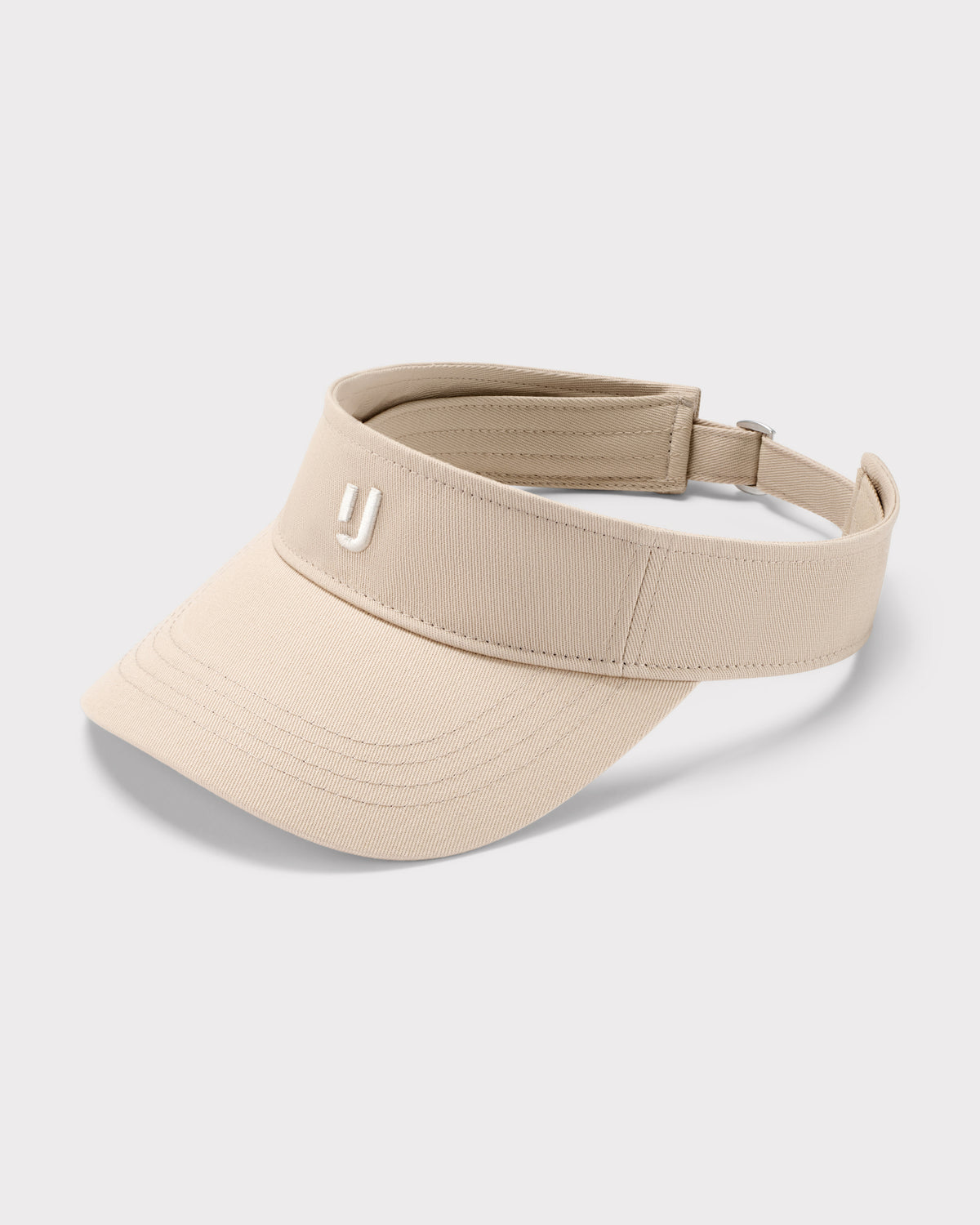 Sandfarbener Sun Visor 'Terry' mit gesticktem 'U'-Logo und verstellbarem Riemen