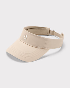 Sandfarbener Sun Visor 'Terry' mit gesticktem 'U'-Logo und verstellbarem Riemen