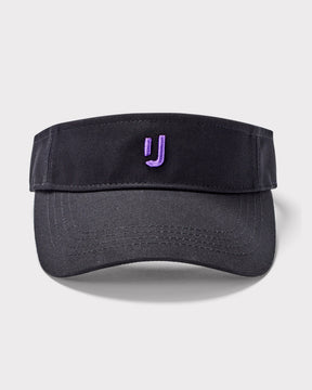 Schwarzes Sun Visor 'Terry' mit lila gesticktem 'J' auf der Vorderseite