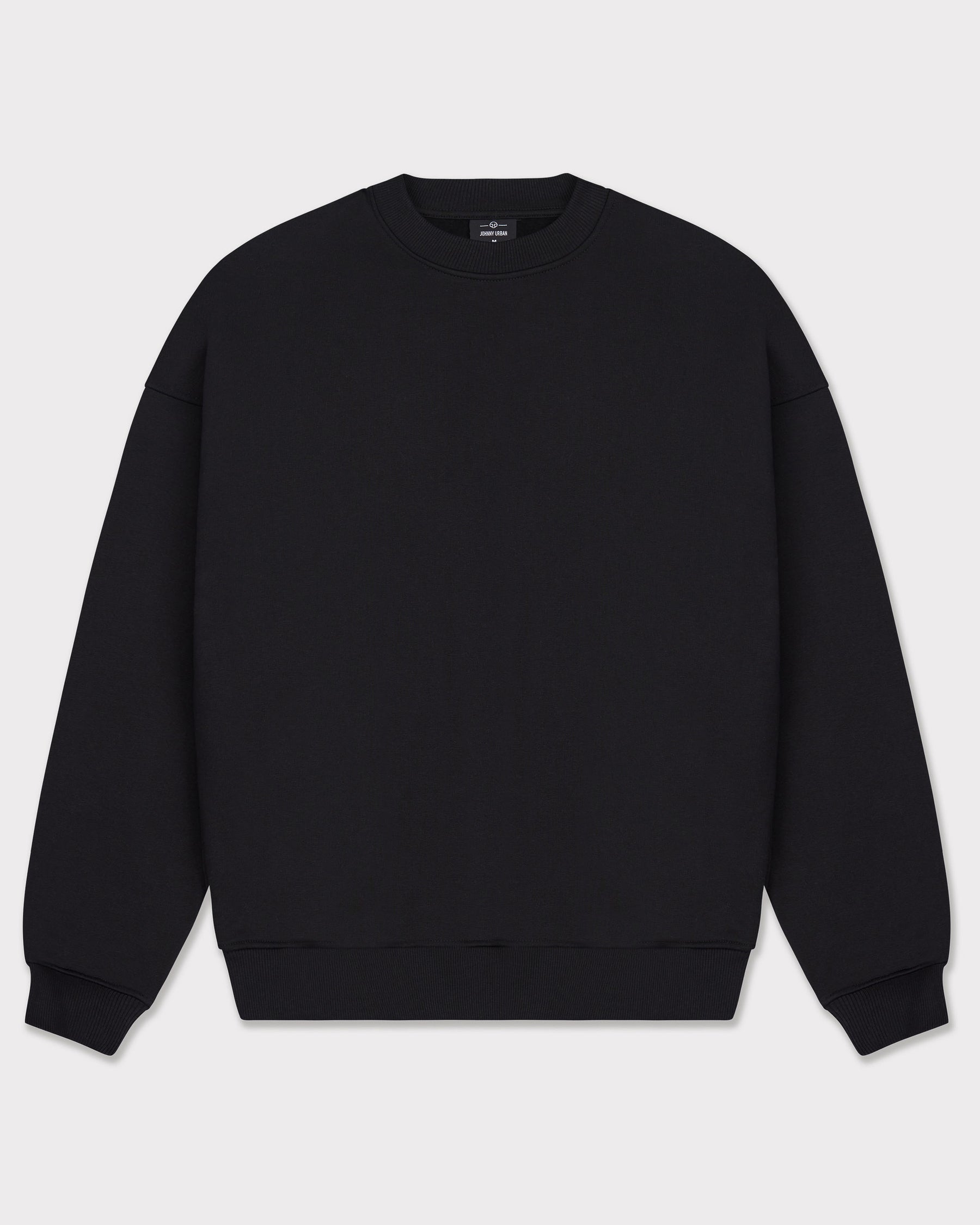Schwarzer Oversized Crewneck-Pullover 'Carter' von Johnny Urban mit gerippten Bündchen