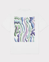 Weißes Oversize-T-Shirt Sammy Lava mit abstraktem, pastellfarbenem Backprint in Grün, Blau, Lila