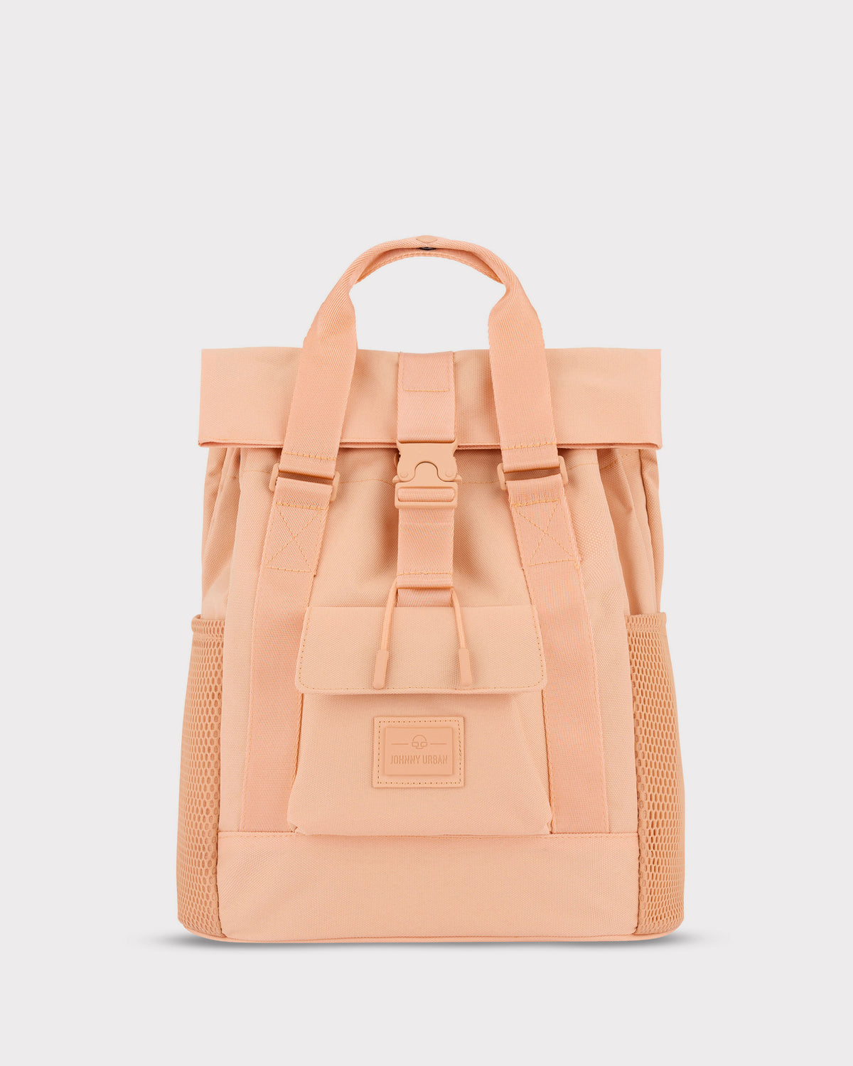 Peachfarbener Tagesrucksack 'Jules' von Johnny Urban mit Tragegriff, Fronttasche und seitlichen Mesh-Fächern