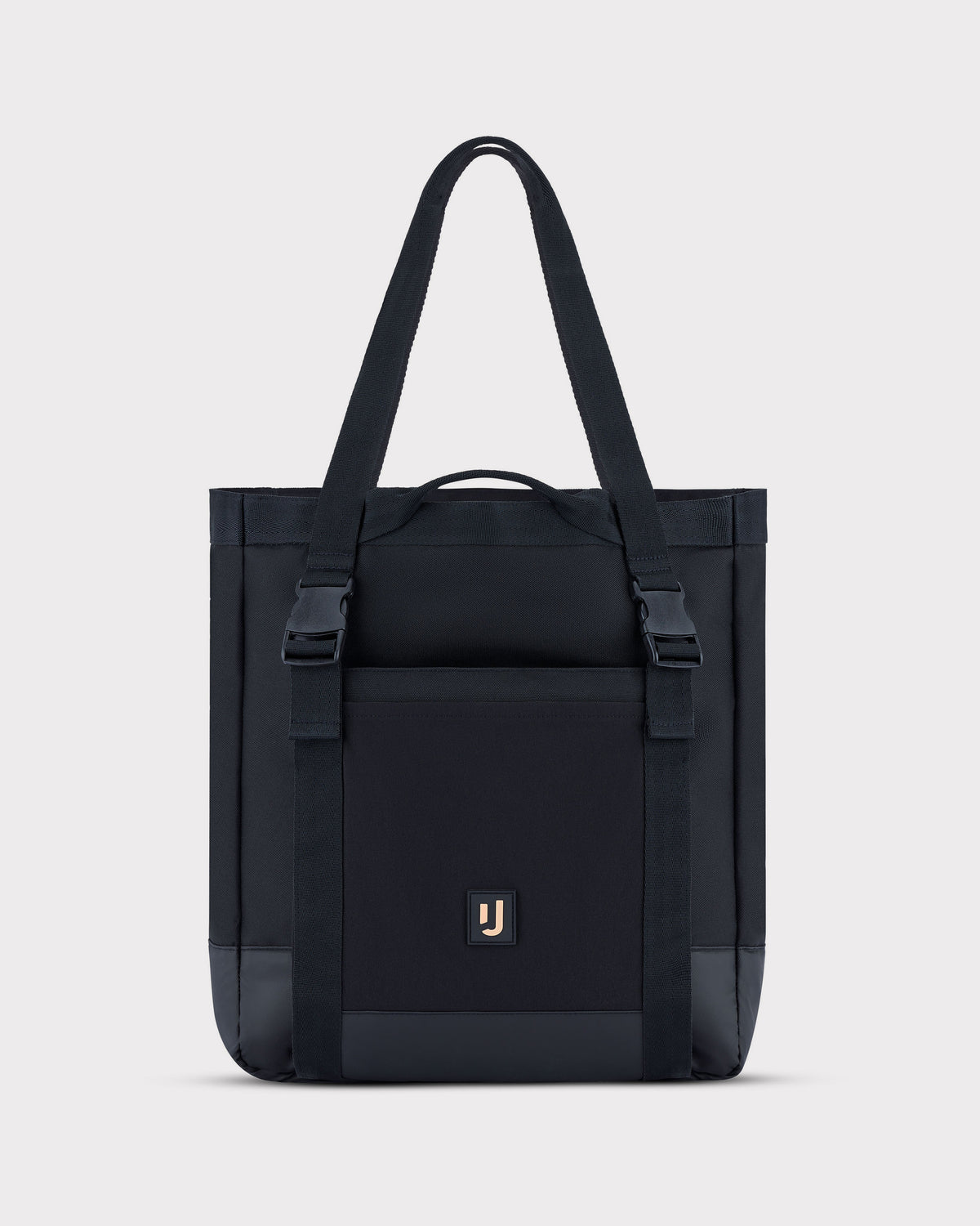 Schwarze Johnny Urban Tote Bag 'Jessy' mit langen Henkeln, Fronttasche und Schnallen